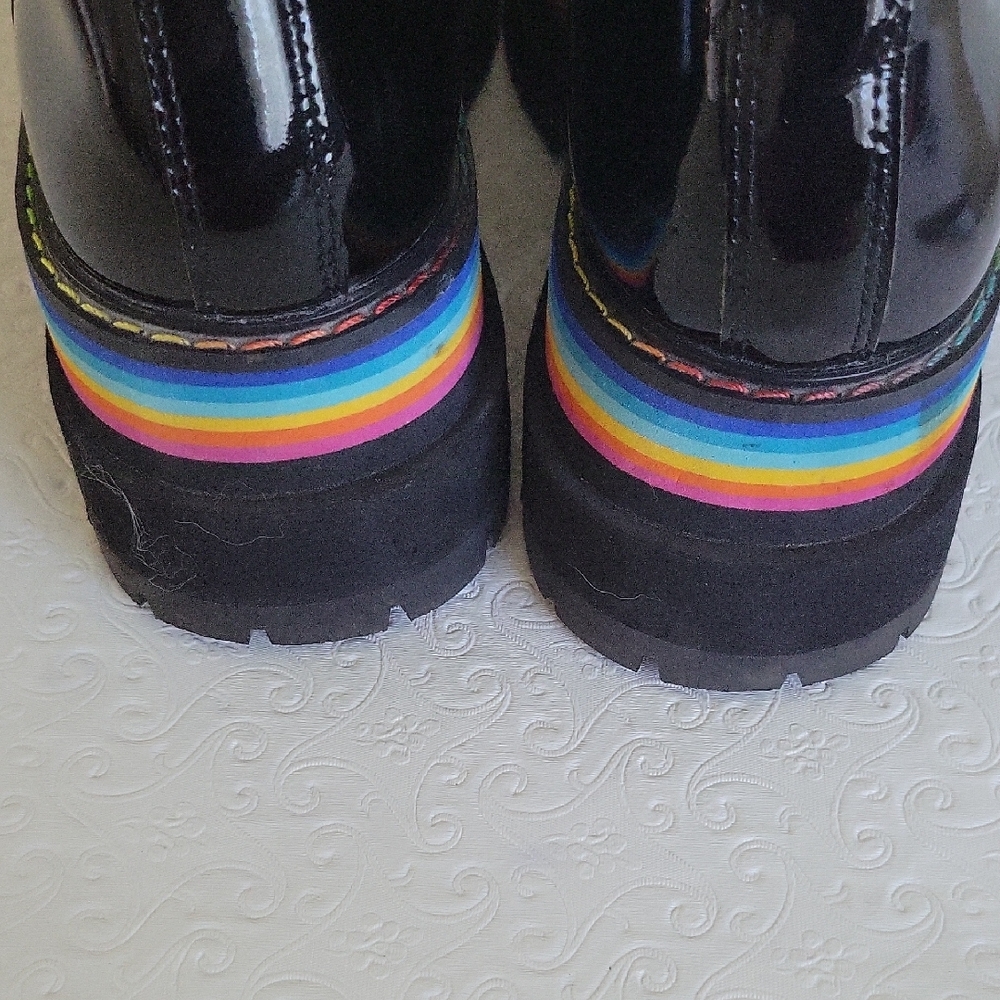 Kurt Geiger London Lug Sole Rainbow Platform Black patent Rainbow Sole Sz 39 - Picture 4 of 11